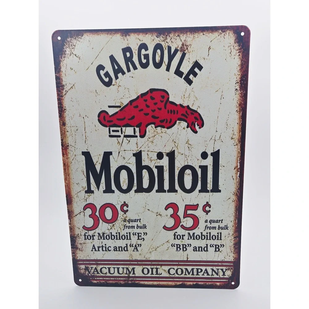 Vintage Style Gas Oil Metal Tin Signs Set Texaco Shell Mobil Castrol 6 Pack NEW